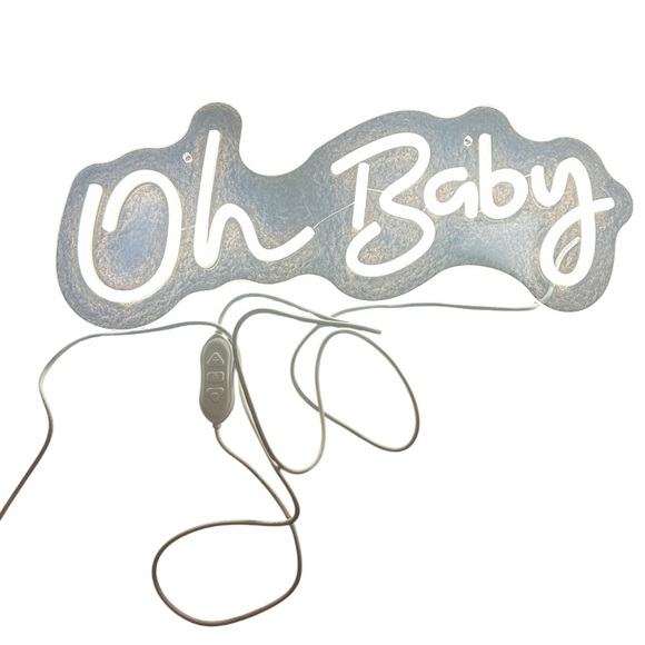 Other - Oh Baby Neon Light Sign for Baby Shower Backdrop Decorations Adjustable, White